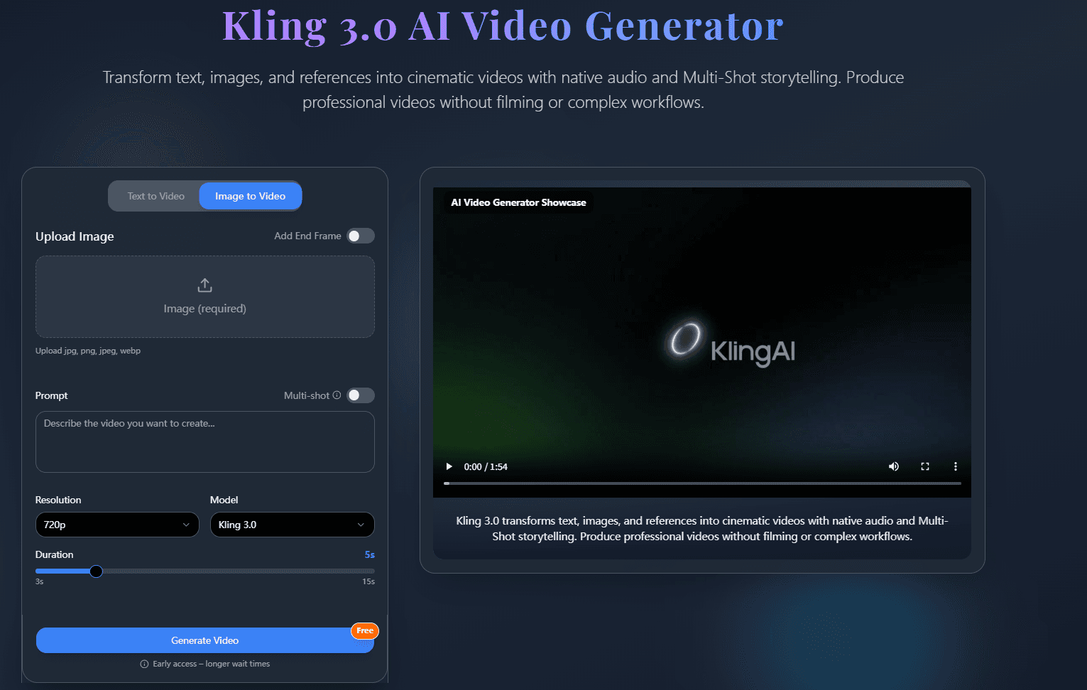 Kling 3.0 AI Video Generator - Product Image