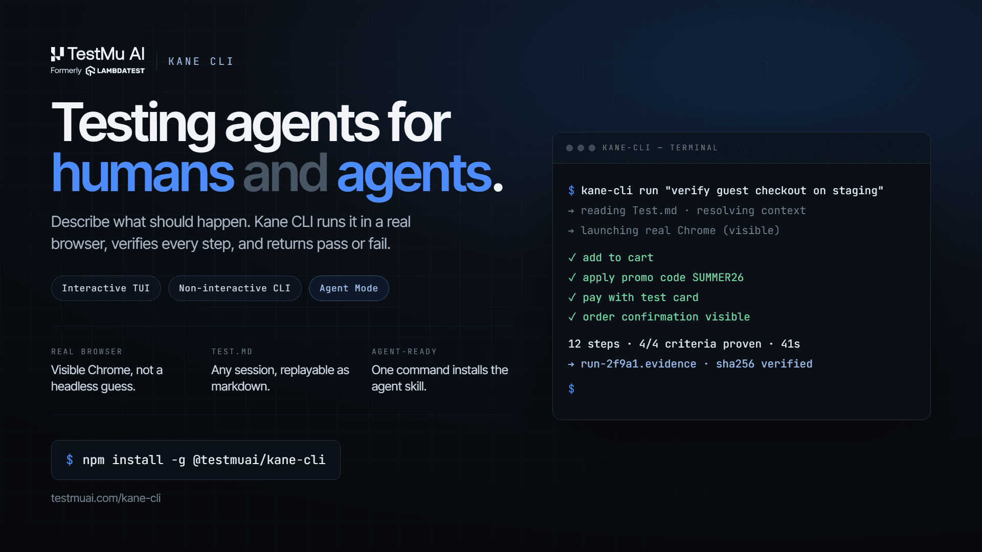 Kane CLI by TestMu AI - Product Image